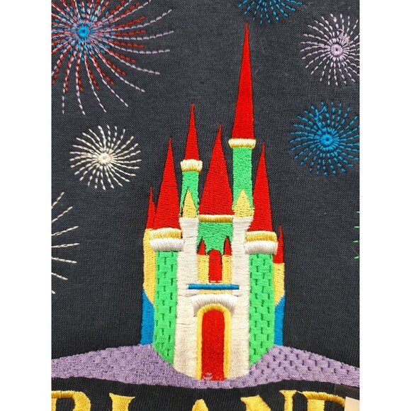 Orlando Florida Magic Kingdom Castle Embroidered T Shirt Navyblue Cotton M - Picture 3 of 11